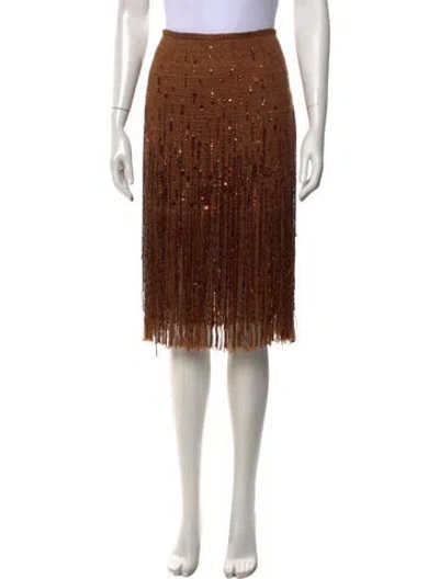 Pre-owned Lafayette 148 Wool Midi Length Skirt In Brown