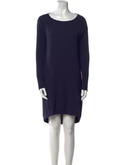Pre-owned Lafayette 148 Wool Mini Dress In Blue