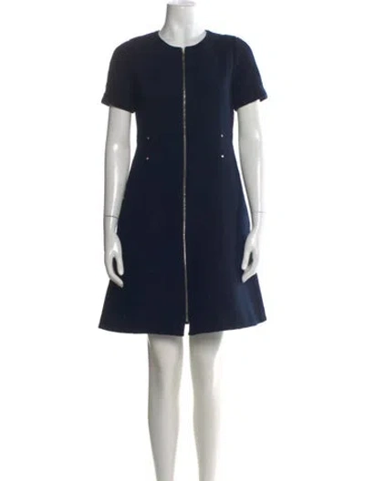 Pre-owned Lafayette 148 Wool Mini Dress In Blue