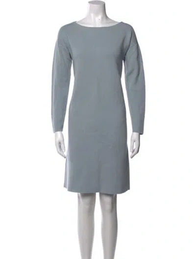 Pre-owned Lafayette 148 Wool Mini Dress In Blue