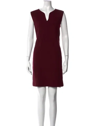 Pre-owned Lafayette 148 Wool Mini Dress In Burgundy
