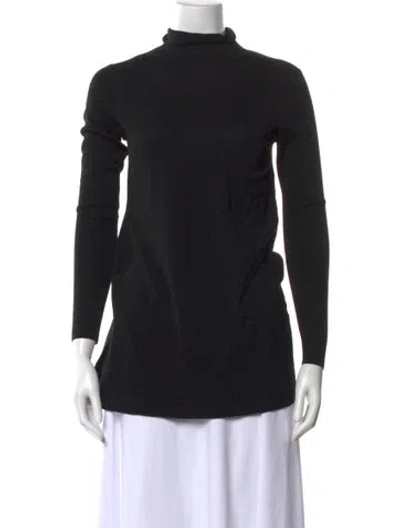 Pre-owned Lafayette 148 Wool Mock Neck Sweater In Black