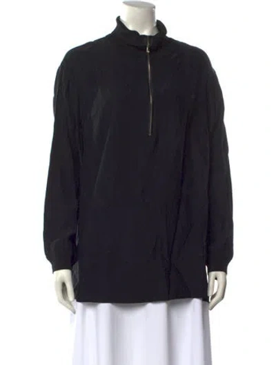Pre-owned Lafayette 148 Wool Mock Neck Sweater In Black