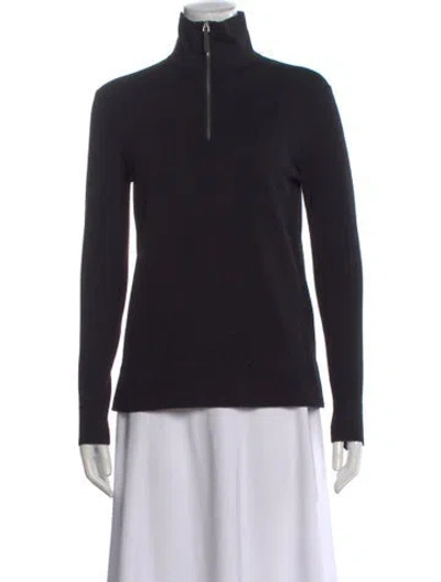 Pre-owned Lafayette 148 Wool Mock Neck Sweater In Black