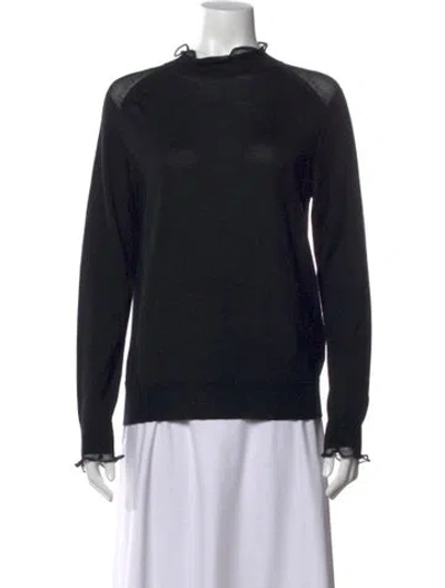 Pre-owned Lafayette 148 Wool Mock Neck Sweater In Blue