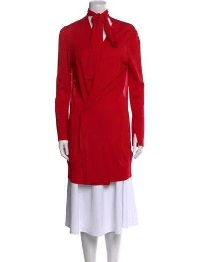Pre-owned Lafayette 148 Wool Mock Neck Sweater In Red