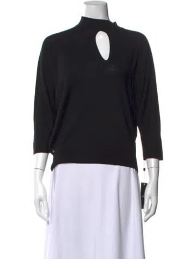 Pre-owned Lafayette 148 Wool Mock Neck Sweater W/ Tags In Black