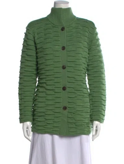 Pre-owned Lafayette 148 Wool Mock Neck Sweater W/ Tags In Green
