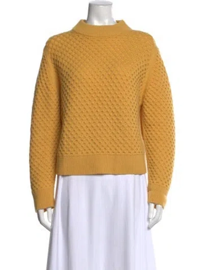 Pre-owned Lafayette 148 Wool Mock Neck Sweater In Yellow