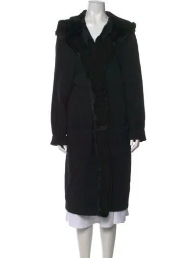 Pre-owned Lafayette 148 Wool Open Front Sweater In Black