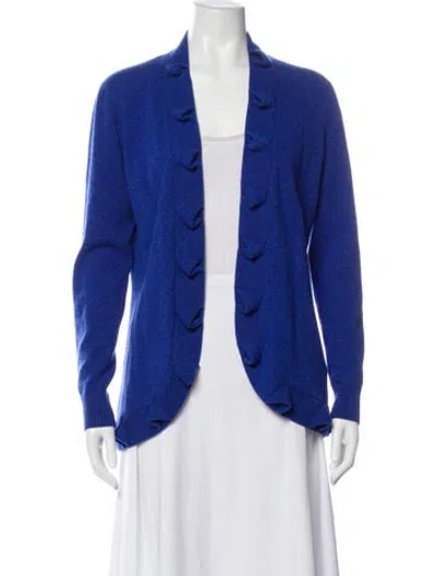 Pre-owned Lafayette 148 Wool Open Front Sweater In Blue
