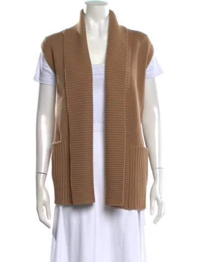 Pre-owned Lafayette 148 Wool Open Front Sweater In Brown