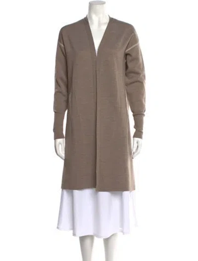 Pre-owned Lafayette 148 Wool Open Front Sweater In Brown