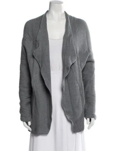 Pre-owned Lafayette 148 Wool Open Front Sweater In Gray
