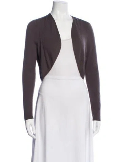 Pre-owned Lafayette 148 Wool Open Front Sweater In Gray