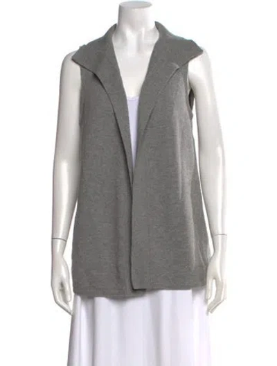 Pre-owned Lafayette 148 Wool Open Front Sweater In Gray