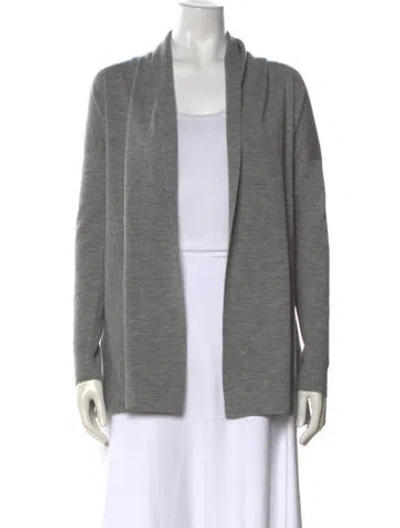 Pre-owned Lafayette 148 Wool Open Front Sweater In Gray