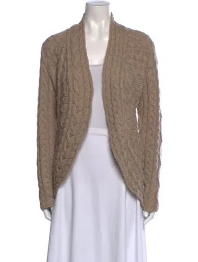 Pre-owned Lafayette 148 Wool Open Front Sweater In Neutral
