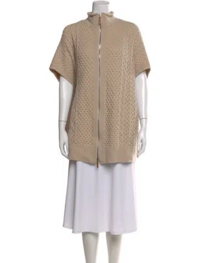 Pre-owned Lafayette 148 Wool Open Front Sweater In Neutral