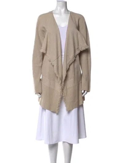Pre-owned Lafayette 148 Wool Open Front Sweater In Neutral