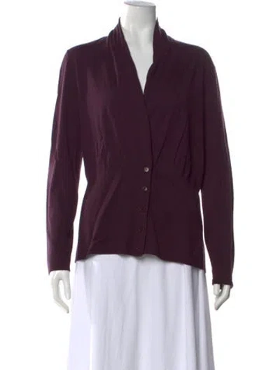 Pre-owned Lafayette 148 Wool Open Front Sweater In Purple