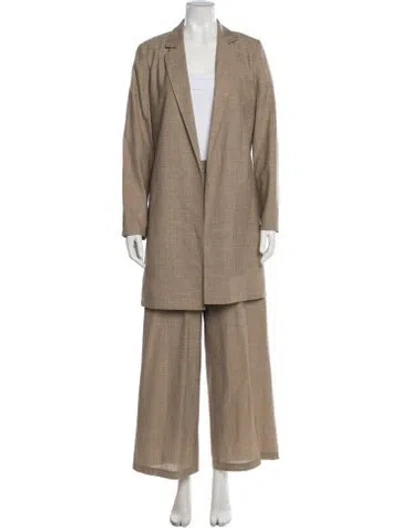 Pre-owned Lafayette 148 Wool Pant Set In Brown