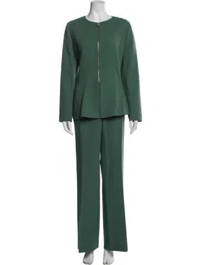 Pre-owned Lafayette 148 Wool Pant Set In Green