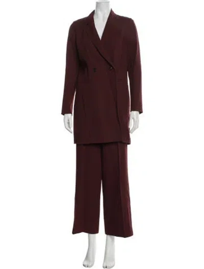 Pre-owned Lafayette 148 Wool Pantsuit In Burgundy
