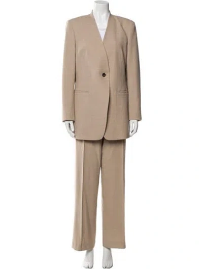 Pre-owned Lafayette 148 Wool Pantsuit In Neutral