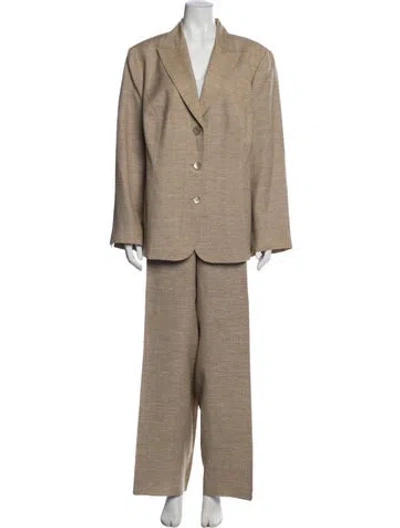 Pre-owned Lafayette 148 Wool Pantsuit In Neutral