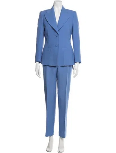 Pre-owned Lafayette 148 Wool Pantsuit W/ Tags In Blue