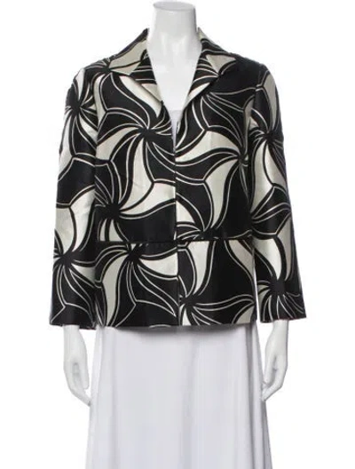 Pre-owned Lafayette 148 Wool Patterned Blazer In Black