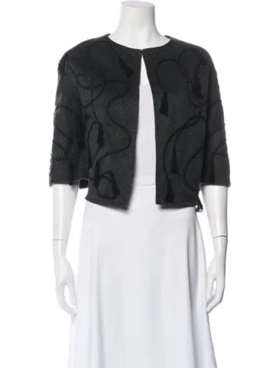 Pre-owned Lafayette 148 Wool Patterned Jacket In Black