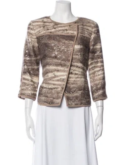 Pre-owned Lafayette 148 Wool Patterned Jacket In Neutral