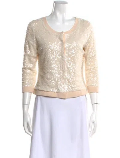 Pre-owned Lafayette 148 Wool Patterned Sweater In White