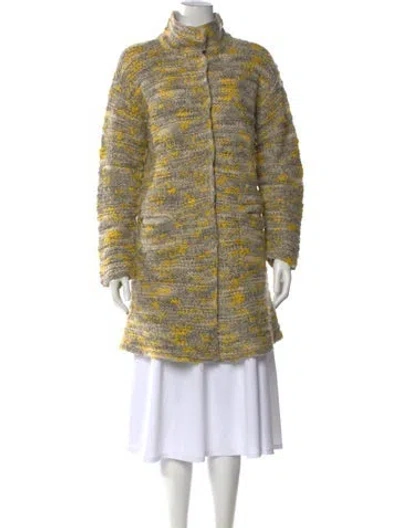 Pre-owned Lafayette 148 Wool Patterned Sweater In Yellow