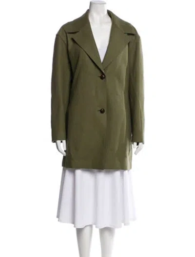 Pre-owned Lafayette 148 Wool Peacoat In Green