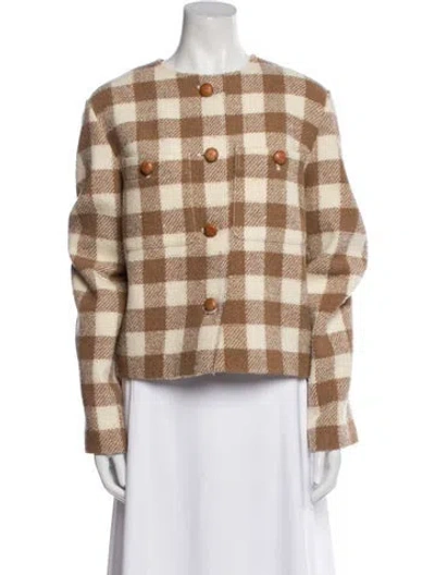 Pre-owned Lafayette 148 Wool Plaid Print Jacket W/ Tags In Multi