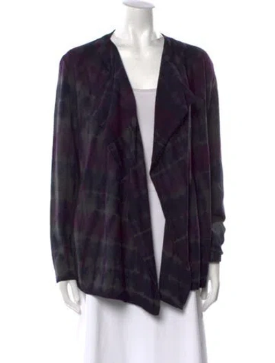 Pre-owned Lafayette 148 Wool Plaid Print Sweater In Multi
