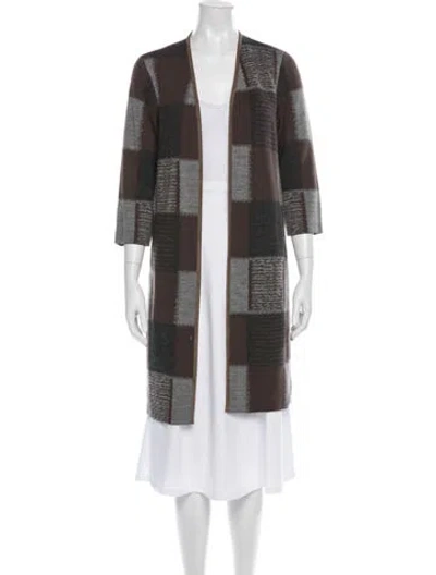 Pre-owned Lafayette 148 Wool Plaid Print Sweater In Neutral
