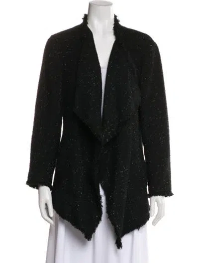 Pre-owned Lafayette 148 Wool Polka Dot Print Evening Jacket In Black
