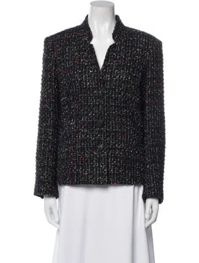 Pre-owned Lafayette 148 Wool Printed Blazer In Black