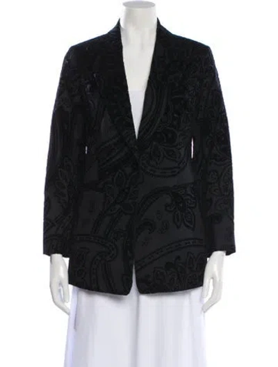 Pre-owned Lafayette 148 Wool Printed Blazer In Black