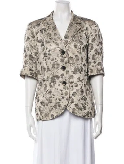 Pre-owned Lafayette 148 Wool Printed Blazer In Neutral