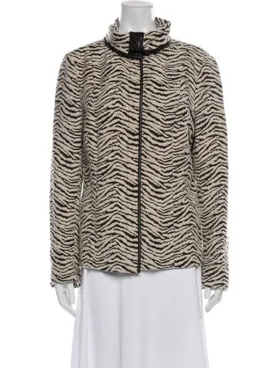 Pre-owned Lafayette 148 Wool Printed Jacket In Neutral
