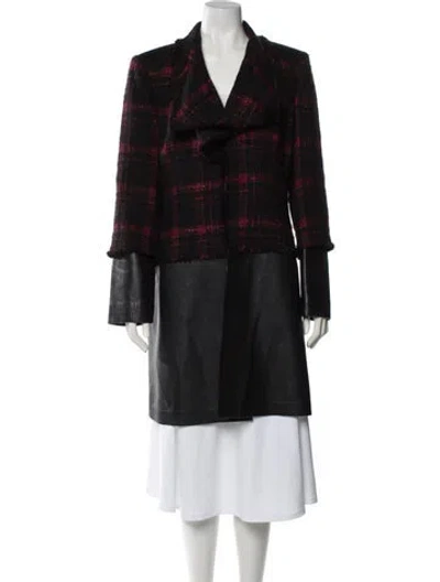 Pre-owned Lafayette 148 Wool Printed Performance Coat In Black