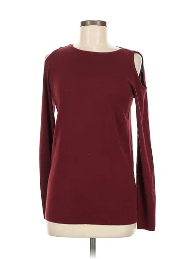 Pre-owned Lafayette 148 Wool Pullover Sweater In Burgundy
