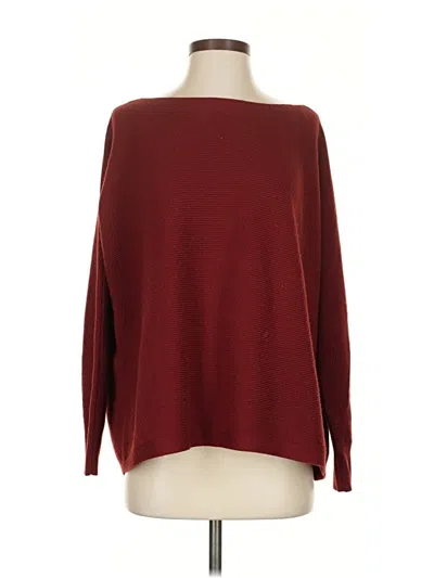 Pre-owned Lafayette 148 Wool Pullover Sweater In Burgundy