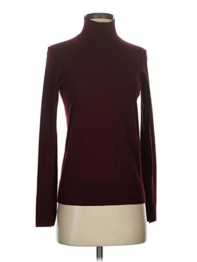 Pre-owned Lafayette 148 Wool Pullover Sweater In Burgundy