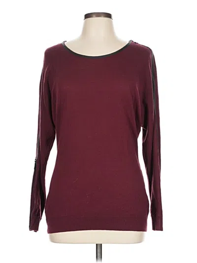 Pre-owned Lafayette 148 Wool Pullover Sweater In Burgundy